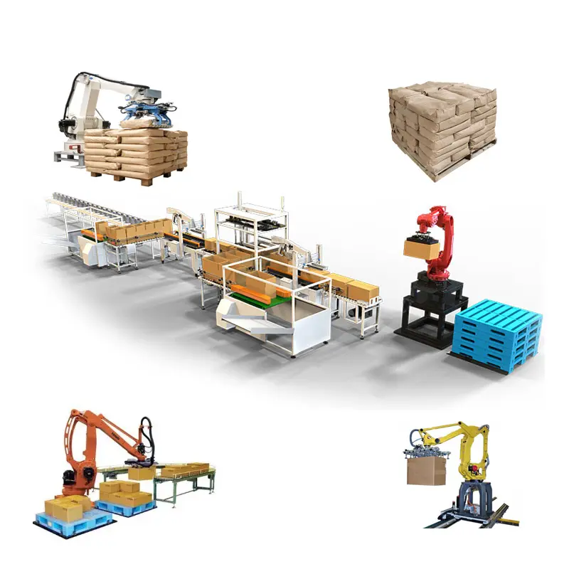 Robotic Arm Carton Box Palletizing System Factory Price Robot Arm Pick Stacking Line