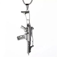 Collier pendentif en forme de pistolet massif en acier inoxydable argenté, sans rouille, pour hommes