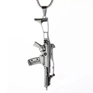 Collar con Colgante de Pistola Sólida de Acero Inoxidable Plateado, Sin Óxido, para Hombre - Product Image 2