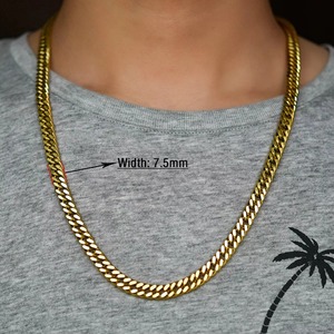 Collar Básico de Acero Inoxidable para Hombre, Cadena Cubana Miami de Eslabones Gruesos para Hombre y Mujer, Chapado en Oro, Gargantilla Punk, Joyería Metálica - Product Image 5