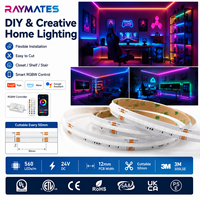 Bande LED COB RGBW 560 LED, haute luminosité, 16W par mètre, 24V, PCB 12mm, Ra90, découpable, IP20, IP65, IP67, IP68, étanche