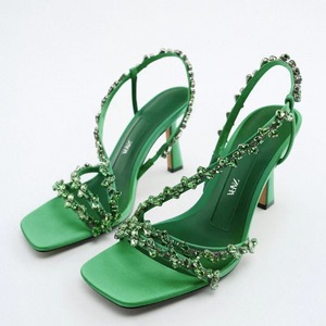 <span class=keywords><strong>Sandali</strong></span> Estivi alla Moda di Alta Qualità con Punta Quadrata Aperta, Tacco a Spillo in Raso, Sexy e Traforati per Donne - Product Image 1