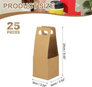 ที่ใส่เครื่องดื่มพร้อมหูหิ้ว ทำจากกระดาษคราฟท์ ใส่แก้วได้ 1 ใบ สำหรับเครื่องดื่มร้อนหรือเย็น ถุงของขวัญลายดอกไม้ กล่องห่อดอกไม้ สีน้ำตาล - Product Image 2