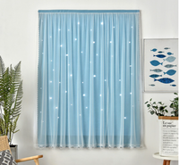 Rideau occultant Aodu en tulle à découpes étoiles, fixation Velcro, sans perçage, filtrant la lumière, beige, dentelle festonnée, vente en gros usine