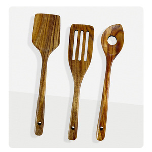 Wooden Kitchen Utensil Set 6 Pieces Teak Spatulas Spoon Pasta Ladle Cooking Tools Food Safe Hand Wash Only - Product Image 5