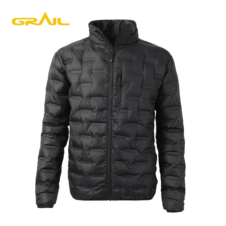 New arrival seamless welded thermoball packable men grey duck down jacket
