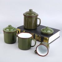 Mug de camping en métal émaillé 1200 ml, léger, écologique, portable, qualité alimentaire, durable, directement de l'usine, pour la randonnée, le pique-nique, les voyages