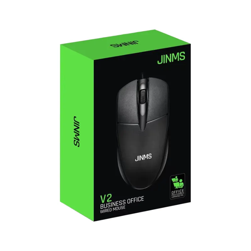 Jinms เมาส์ V2แบบมีสายยูเอสบีออฟติคอลเมาส์คอมพิวเตอร์แบบมีสายสำหรับแล็ปท็อป