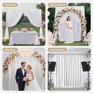 Tirai Latar Belakang Putih untuk Pesta, Tirai Putih Bebas Kerut untuk Latar Belakang Foto Dekorasi Pernikahan, Pesta Ulang Tahun, Baby Shower - Product Image 2