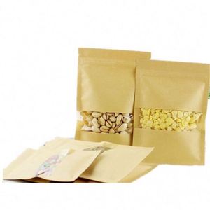 Sacs Ziplock autoportants en papier kraft brun avec fermeture éclair, 14x20cm, pack promotionnel - Product Image 1