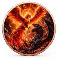 Pièce de monnaie en cuivre pur 999 de 5 oz, en relief 3D, couleur UV, série Confrontation des Créatures Mythiques, édition collector colorée