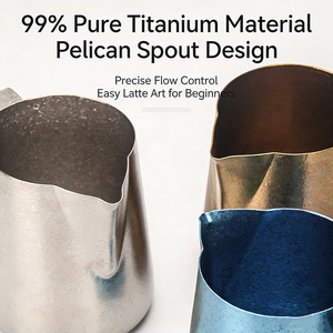 Pichet à mousse de lait Kingze avec logo personnalisé, 350 ml, 600 ml, en titane pur de qualité supérieure, pour <span class=keywords><strong>barista</strong></span> professionnel, pour espresso et latte art - Product Image 3