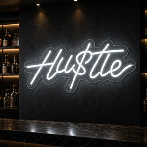 Enseigne néon LED « Hustle » – Décoration murale motiver pour la maison, le bureau, la chambre, la salle de sport, la « man cave » – Enseigne lumineuse - Product Image 1