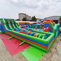 Parcours d'obstacles gonflable géant Funland pour enfants, château gonflable extérieur à usage commercial, capacité 500 kg, matériau PVC portable