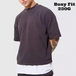 T-shirt personnalisé 230G Boxy, vente en gros, décontracté, 100% coton, nouvelle arrivée, uni, multicolores, pour homme. - Product Image 1