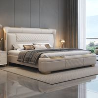 Muebles de Dormitorio Modernos, Cama King Size de Cuero, Juego de Dormitorio con Cama Matrimonial, Cama Box, Cama Individual Queen Size