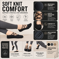 Chaussettes de Pilates professionnelles pour femmes, à cinq doigts, antidérapantes, coupe basse, pour la danse et le fitness