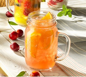 De almacenamiento personalizado transparente diferentes tamaño mason frasco de vidrio <span class=keywords><strong>para</strong></span> alimentos y bebidas con mango tapa y paja - Product Image 1