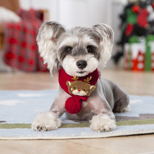 Accesorios promocionales calientes para mascotas, bufanda de Navidad de punto de patrón sólido, gatos y perros, suministros de invierno - Product Image 4