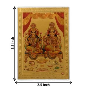 Mini Ídolo de Ganpati de 9 cm (3.5 Pulgadas) con Marco Acrílico y Lámina Dorada de Laxmi Ganesh, para Decoración de Tablero de Auto, Hogar, Templo u Oficina - Product Image 2