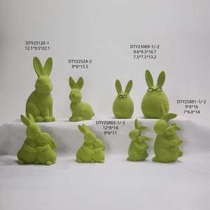 Figurine de lapin de Pâques en céramique OEM, plusieurs tailles, <span class=keywords><strong>couronne</strong></span> de fleurs jaunes, motif personnalisé, porcelaine brillante, cadeau de fête en gros - Product Image 5