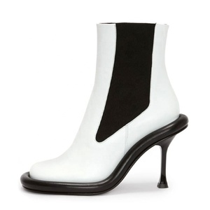 Logo Custom Women Round Toe Ankle <b>Boots</b> High-Heeled Stiletto Shoes Stretchy Top Thick Sole Short - Product Image 1