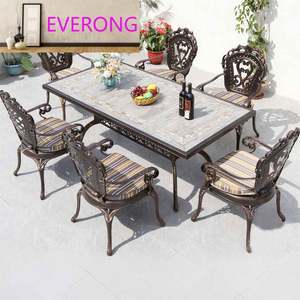 Ensemble de jardin moderne en aluminium moulé pour l'extérieur, 6 places, table et chaises de salle à manger durables résistantes aux UV pour la cour, l'hôtel - Product Image 5