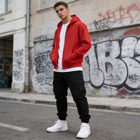 Sweat à capuche zippé unisexe en coton et polyester, style décontracté oversize, multicolore, teint uni, en tissu éponge, écologique et respirant, collection automne jeunesse