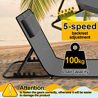 Chaise de plage CE avec dossier, pliable, légère, tapis de plage inclinable, siège de relaxation rembourré portable avec sangle de transport et poche zippée