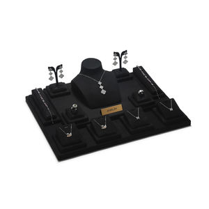 귀걸이 디스플레이 링 목걸이 보석 디스플레이 랙에 대한 사용자 정의 럭셔리 블랙 극세사 보석 쇼케이스 세트 - Product Image 4