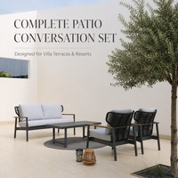 Fauteuil de salon extérieur OSMEN moderne en aluminium avec dossier en rotin pour villa, patio et jardin