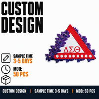 Patch brodé pour sororité Delta Sigma Theta, motif triangle fleur violette et lettres grecques, thermocollant pour vêtements