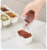 Boîte de rangement multi-compartiments anti-poussière pour assaisonnements avec couvercle transparent – Organisateur de cuisine pour épices et condiments