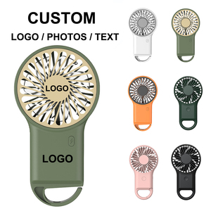Nouveauté Logo personnalisé Cadeaux Vent frais Ventilateur à main de refroidissement par air Mini ventilateur de bureau portable USB rechargeable avec crochet - Product Image 1