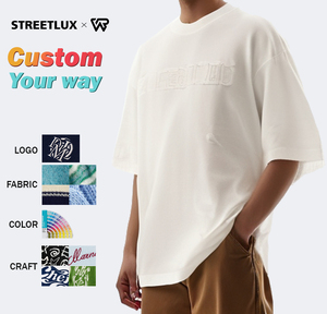 Logotipo personalizado Oem & Odm 100% algodón 320 gramos camisetas para hombres bordado a mano con apliques de gran tamaño bordado desgastado camisetas para hombres - Product Image 1