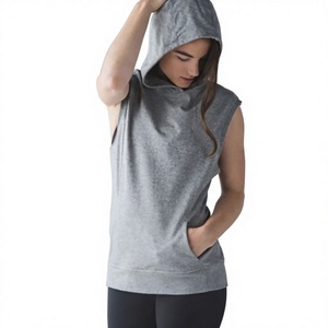 เสื้อฮู้ดแขนกุด สีเทาล้วน ผ้าเฟรนช์เทอร์รี่ มีกระเป๋า สวมใส่สบาย ทรงปกติ ยูนิเซ็กส์ เหมาะสำหรับฤดูร้อน ผ้าไม่เป็นขุย น้ำหนัก 380 กรัม - Product Image 1