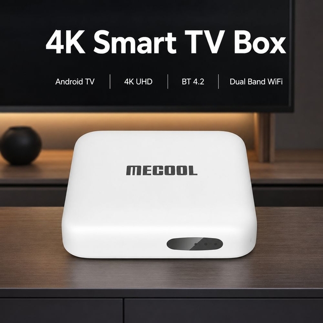 Mecool Km2 Android 10.0 4K UHD Smart TV Box Amlogic S905X2 Quad Core 2GB RAM 8GB Storage H265 Dual Band WiFi (2.4G/5GHz) BT EU