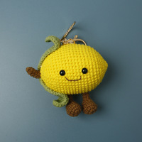Porte-clés créatif en peluche tissé à la main, personnalisé, motif citron, Toyslabubuer, pendentif animal avec design citron
