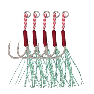 FTK High Carbon Steel Single Jigging Assist Hooks Ringed Fishing Hook Sea Ocean Fishing Tackle