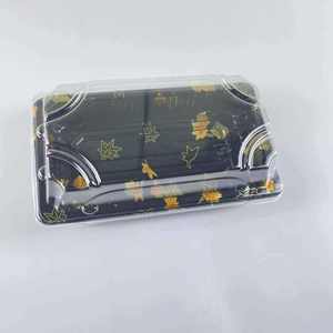 Barquettes d'emballage pour sushis et pizzas HYX-1101 de haute qualité, en PET de qualité alimentaire, jetables, avec feuille d'or, vente en gros - Product Image 4