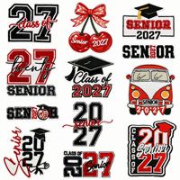 Patch thermocollant rouge avec nœud pour les diplômés de 2027, patch brodé pour chapeaux, classe de 2027