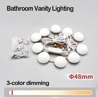 Ampoules LED pour miroir de salle de bain, 5V USB, multi-têtes, base en aluminium, trois couleurs, interrupteur à bouton réglable, indice de protection IP44