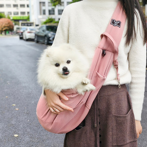 Bolso cruzado para mascotas con diseño de gofres, color rosa, talla única, para perros y gatos, bolso de hombro portátil, color sólido - Product Image 1