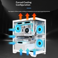 Boîtier T2 sans colonne pour ordinateur de bureau, vue sur la mer, en acier laminé à froid, carte mère MATX, DIY, refroidissement par eau, blanc, USB 3.0 frontal vertical