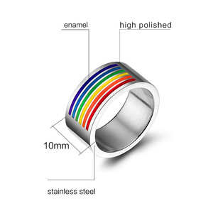 Aliança de arco-íris de personalidade, joias de orgulho <span class=keywords><strong>gay</strong></span> para homens e mulheres, clássico, festa de noivado - Product Image 6