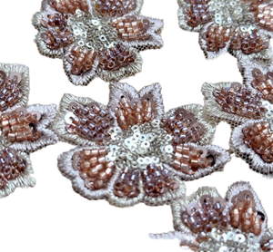 2026 Handmade 3D Beaded Flower <b>Appliques</b> Rose Gold Sequin Embroidery Eco-Friendly PVC Patch Sew Floral Badge DIY Garment - Product Image 1