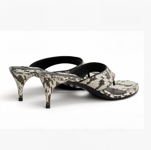 Sandali da Donna <span class=keywords><strong>con</strong></span> <span class=keywords><strong>Tacco</strong></span> Medio a Stiletto, Nuova Collezione, Stampa Pelle di Serpente, Colori Crema, Marrone e Nero, Personalizzabili dal Produttore - Product Image 1