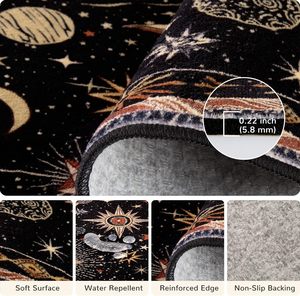 Alfombra Boho Gótica con Diseño de <span class=keywords><strong>Sol</strong></span> y Luna, Grande, Negra, Dorada, Beige, Roja, de Pelo Corto, Lavable, Antideslizante, para Sala de Estar, Comedor, Decoración - Product Image 4