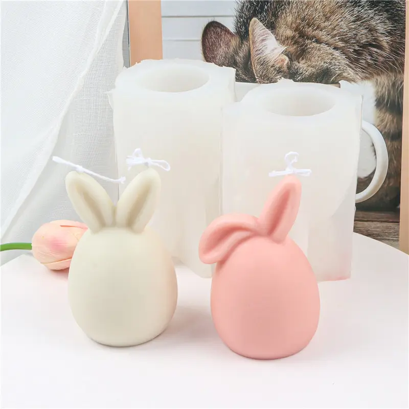 Silicone rabbit Candle mold Stereoscopic 3D Rabbit Fondant cake mold Soap mold used for DIY handmade