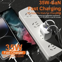 Chargeur USB-C 35W de voyage à charge rapide pour tablette, ordinateur portable, adaptateur mural PD Quick Charge 3.0 pour iPhone 17 16 15 Pro Max